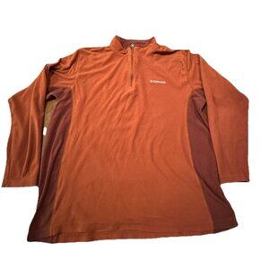 Columbia Fleece Two Tone Orange Pullover 1/4 Zip Mens Size XL Camping Hiking